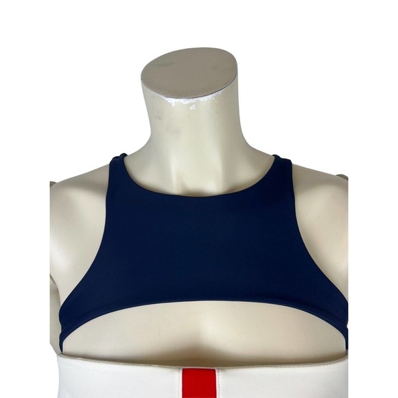 NEW Summersalt Swim Shoreline Bikini Top 2 Cutout Colorblock Blue White Sporty - Picture 6 of 12